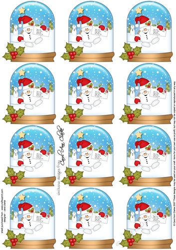 Christmas Snowball Sam Snow Globe Gift Tags