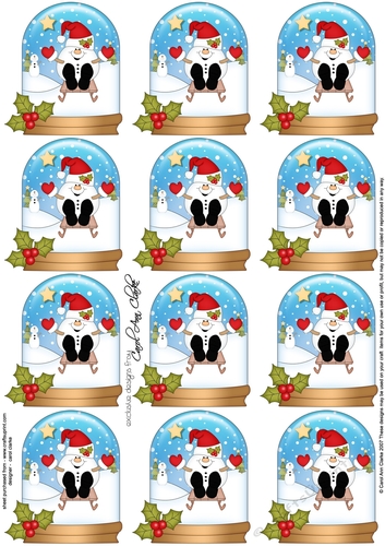 Christmas Snowball Sam Snow Globe Gift Tags