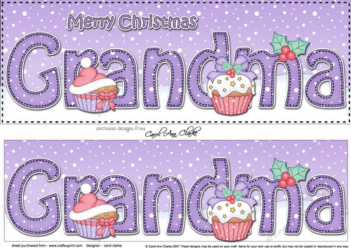 Large DL Merry Christmas GRANDMA 3D decoupage with Cupcakes