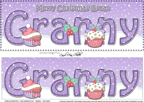 Large DL Merry Christmas GREAT GRANNY 3D decoupage with Cupcakes