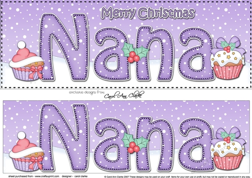 Large DL Merry Christmas NANA 3D decoupage with Cupcakes