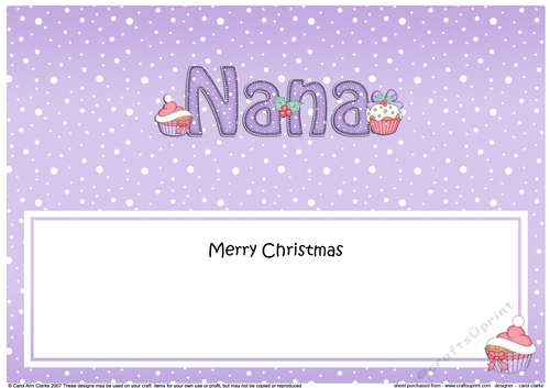 Large DL Merry Christmas NANA insert with Cupcakes