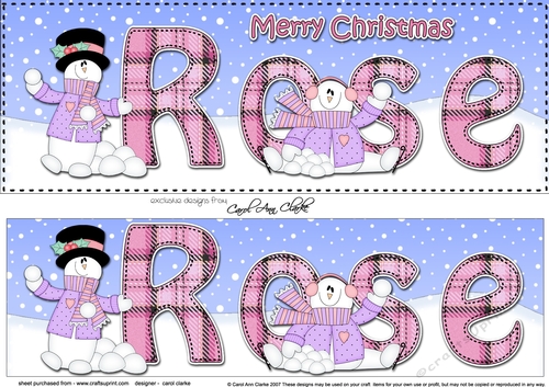 Large DL Merry Christmas ROSE 3D decoupage 