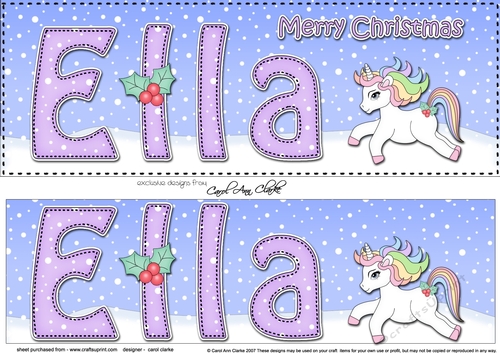 Large DL Merry Christmas ELLA 3D decoupage 