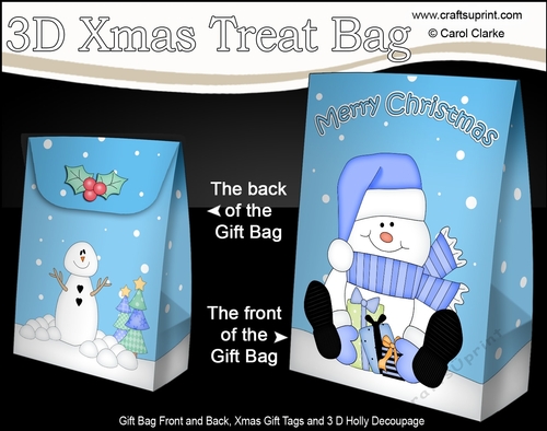3D Christmas Gift Bag Mini Kit - Snowman Oli has Xmas Presents