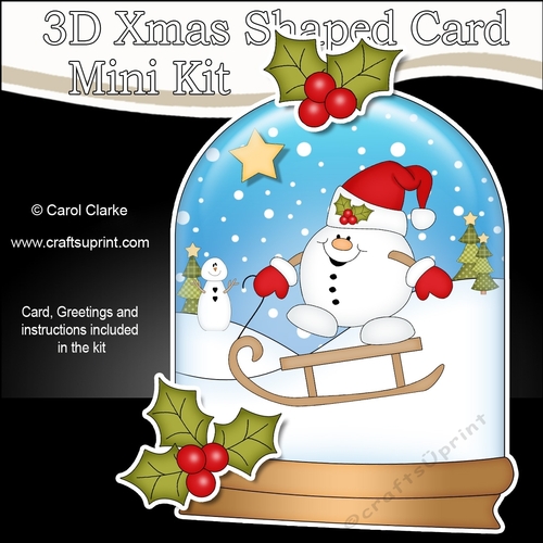 3D Shaped Christmas Snow Globe Card Kit - Snowball Sam