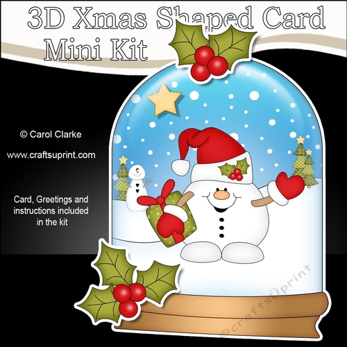3D Shaped Christmas Snow Globe Card Kit - Snowball Sam