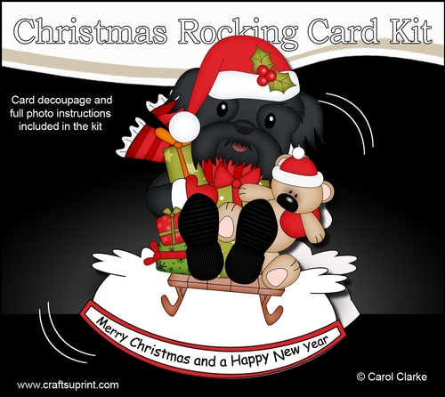 3D Shaped Rocking Christmas Card Mini Kit - Little Shih Tzu Dog