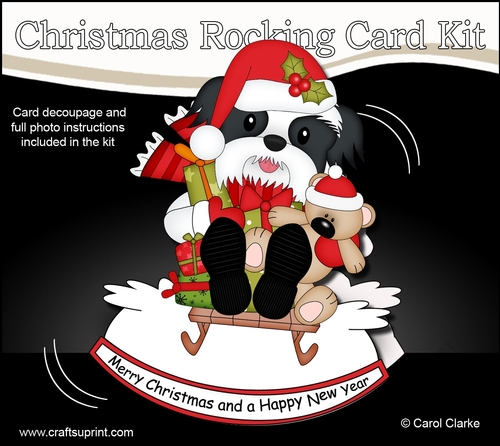 3D Shaped Rocking Christmas Card Mini Kit - Little Shih Tzu Dog