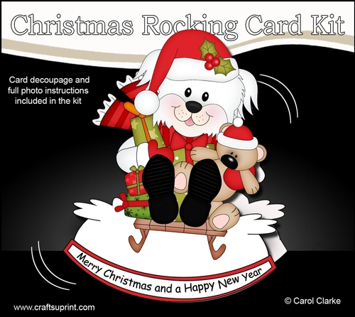 3D Shaped Rocking Christmas Card Mini Kit - Little Bichon Frise Dog