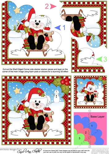 Christmas Shell Edged Corner Side Stacker - Little Bichon Frise Dog