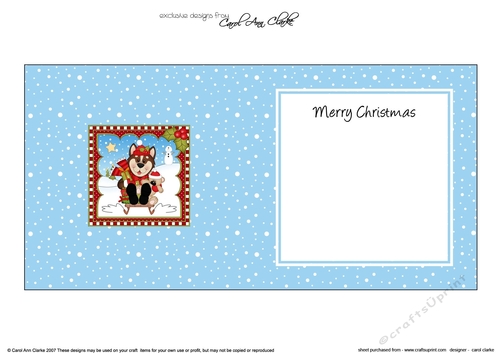 Christmas square landscape insert - Little Husky Dog