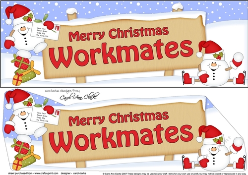 Large DL Merry Christmas WORKMATES with Snowball Sam 3D decoupage