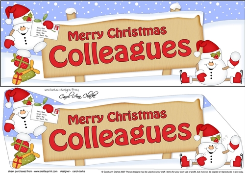 Large DL Merry Christmas COLLEAGUES with Snowball Sam 3D decoupage