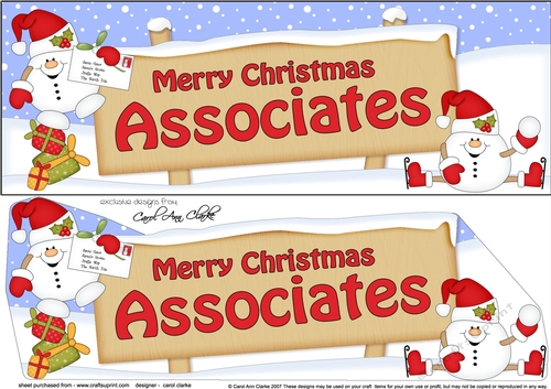 Large DL Merry Christmas ASSOCIATES with Snowball Sam 3D decoupage