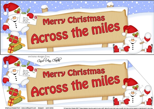 Large DL Merry Christmas ACROSS THE MILES with Snowball Sam 3D decoupage