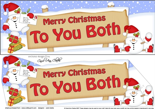 Large DL Merry Christmas TO YOU BOTH with Snowball Sam 3D decoupage