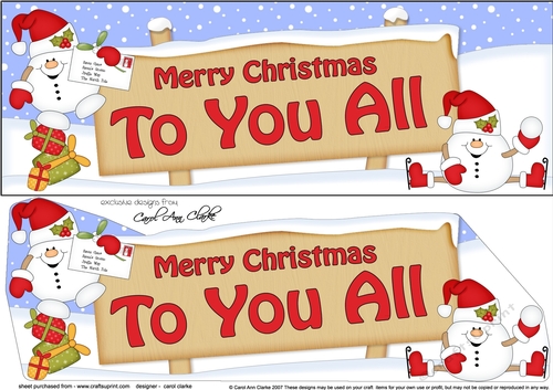 Large DL Merry Christmas TO YOU ALL with Snowball Sam 3D decoupage