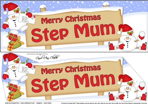 Large DL Merry Christmas STEP MUM with Snowball Sam 3D decoupage