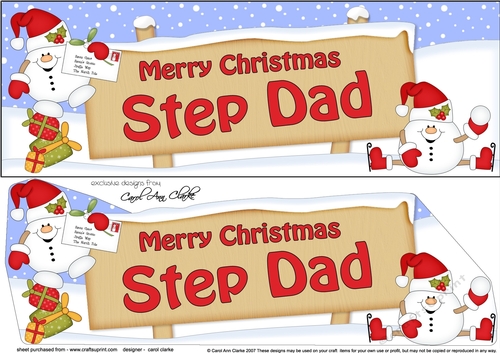 Large DL Merry Christmas STEP DAD with Snowball Sam 3D decoupage