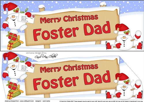 Large DL Merry Christmas FOSTER DAD with Snowball Sam 3D decoupage