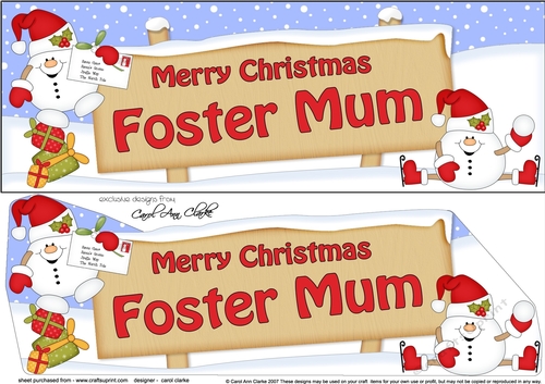 Large DL Merry Christmas FOSTER MUM with Snowball Sam 3D decoupage
