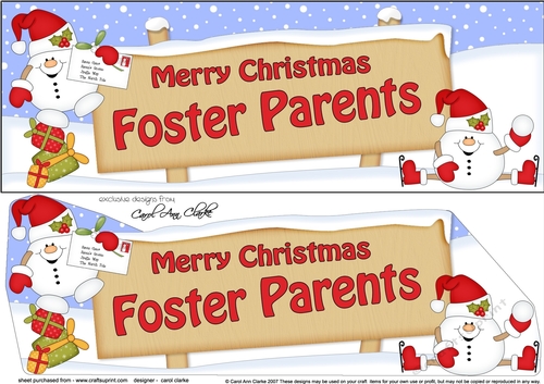 Large DL Merry Christmas FOSTER PARENTS with Snowball Sam 3D decoupage