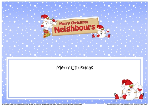 Large DL Merry Christmas NEIGHBOURS with Snowball Sam insert