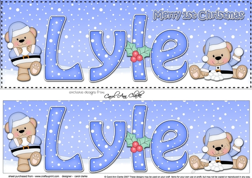 Large DL Merry 1st Christmas LYLE 3D decoupage 