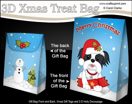 3D Christmas Gift Bag Mini Kit - Little Shih Tzu Dog