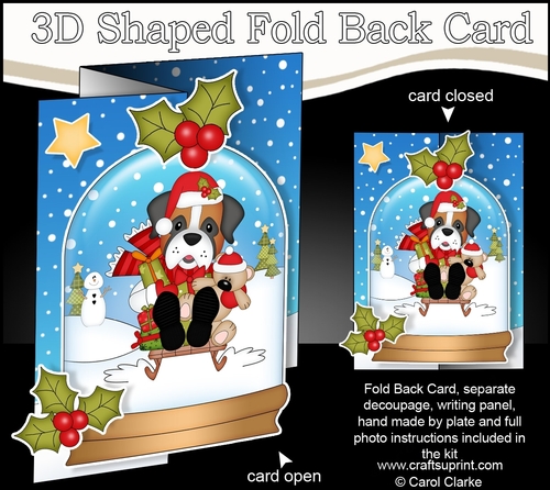 Christmas 3D Shaped No-Hole Fold Back Mini Kit - Little Boxer Dog