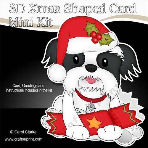 3D Shaped Christmas Card Kit - Little Shih Tzu Dog