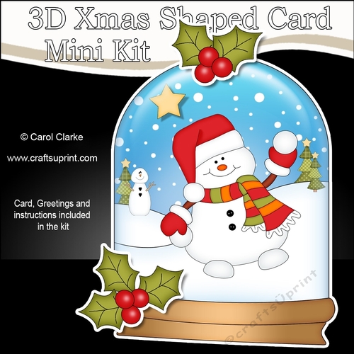 3D Shaped Christmas Snow Globe Card Kit - Snowman Oli