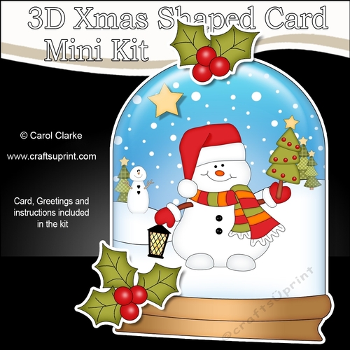 3D Shaped Christmas Snow Globe Card Kit - Snowman Oli