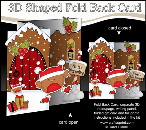 3D Shaped No-Hole Fold Back Christmas Card Mini Kit - Cute Bobbin Robin