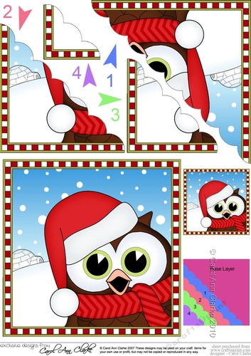 Christmas Scalloped Corner Stacker - Cute Fun Little Hoot Owl