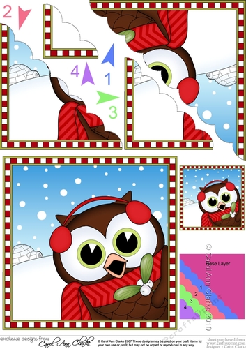 Christmas Scalloped Corner Stacker - Cute Fun Little Hoot Owl