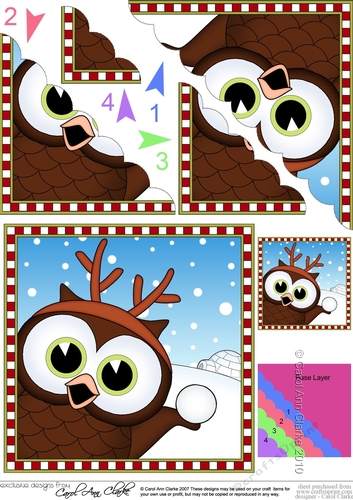 Christmas Scalloped Corner Stacker - Cute Fun Little Hoot Owl