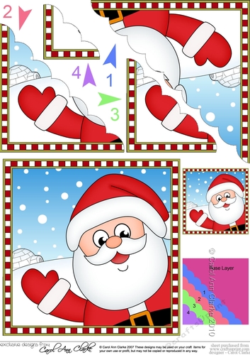 Christmas Scalloped Corner Stacker - Cute Fun Santa