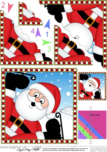 Christmas Scalloped Corner Stacker - Cute Fun Santa