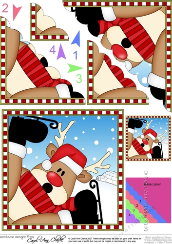 Christmas Scalloped Corner Stacker - Cute Fun Rudolph