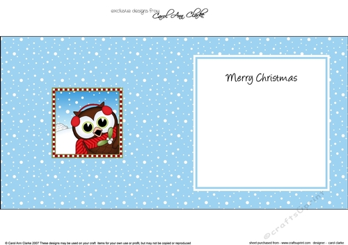 Christmas square landscape insert - Cute Fun Little Hoot Owl