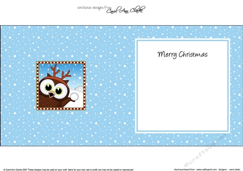 Christmas square landscape insert - Cute Fun Little Hoot Owl