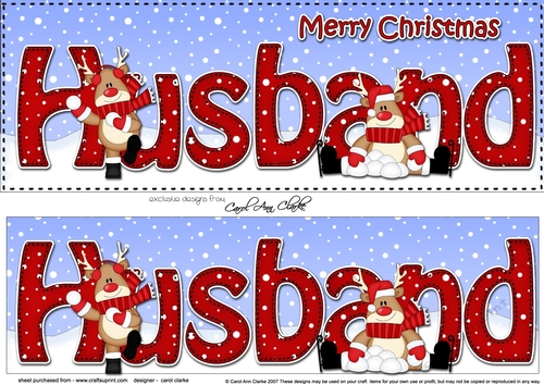 Large DL Merry Christmas HUSBAND 3D decoupage with Rudolph