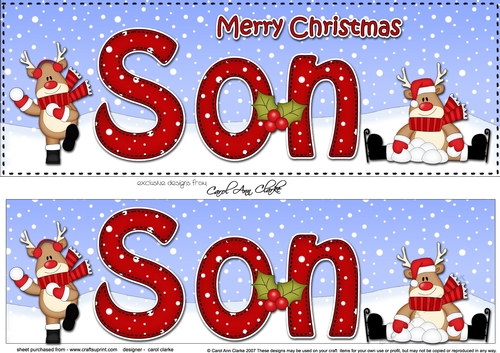 Large DL Merry Christmas SON 3D decoupage with Rudolph