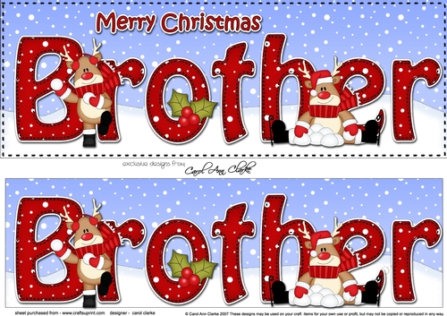 Large DL Merry Christmas BROTHER 3D decoupage with Rudolph