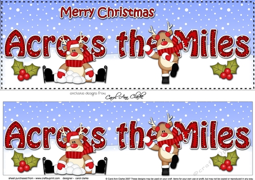 Large DL Merry Christmas ACROSS THE MILES 3D decoupage with Rudolph