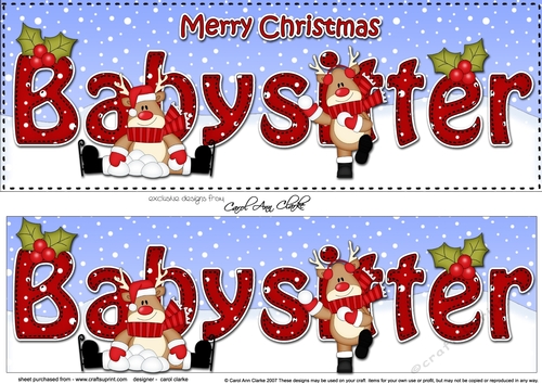 Large DL Merry Christmas BABYSITTER 3D decoupage with Rudolph