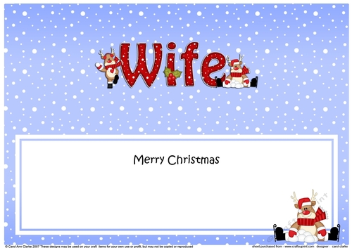 Large DL Merry Christmas WIFE insert with Rudolph