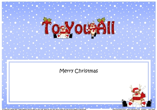 Large DL Merry Christmas TO YOU ALL insert with Rudolph